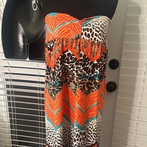 Rue21 Orange and Black Animal Print Maxi Dress